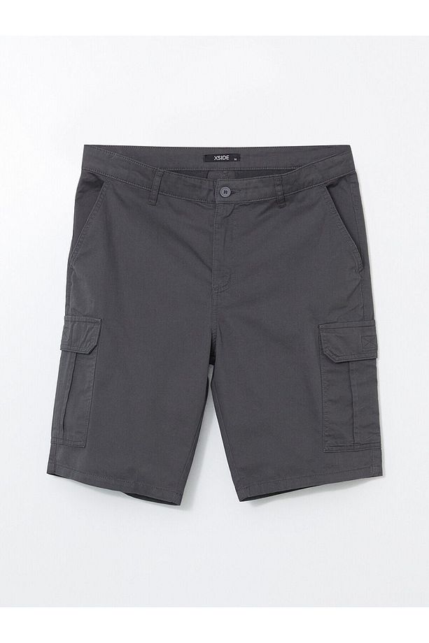 Standart Kalıp Gabardin Erkek Kargo Şort - 5