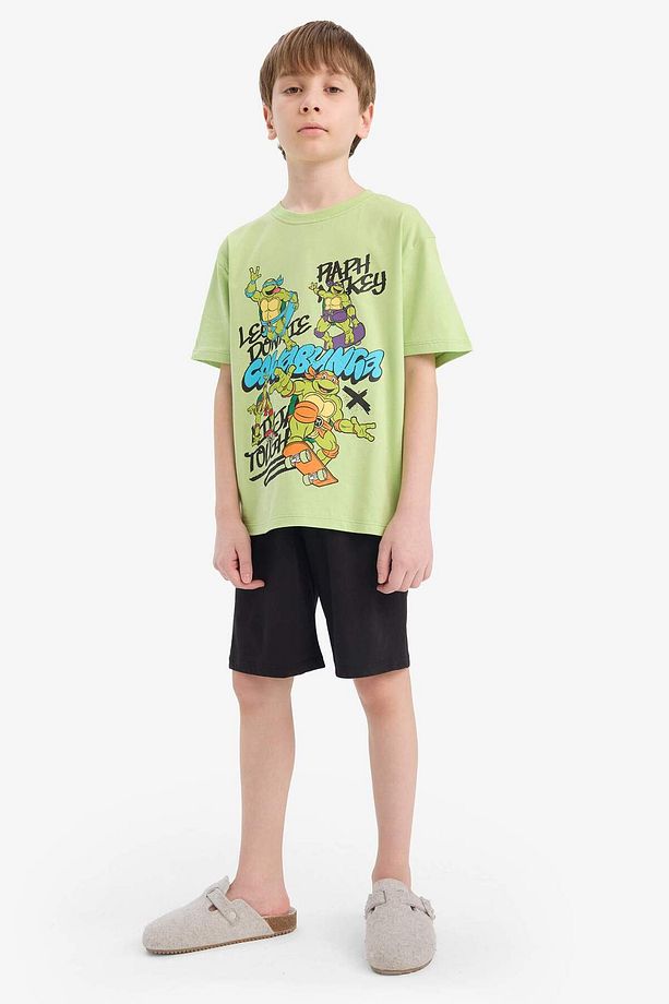 Erkek Çocuk Ninja Turtles-Retro Pijama Takımı Kısa Kollu Üst Şort E6965A825HS - 2
