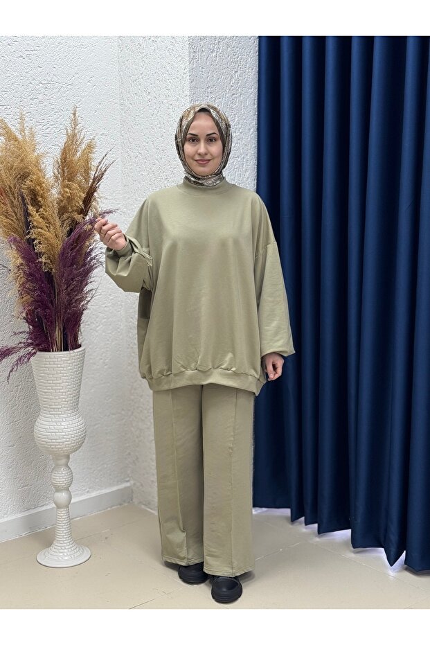 Dilşah Loose Sweat Two Thread Pants Suit-Nl222 Mint