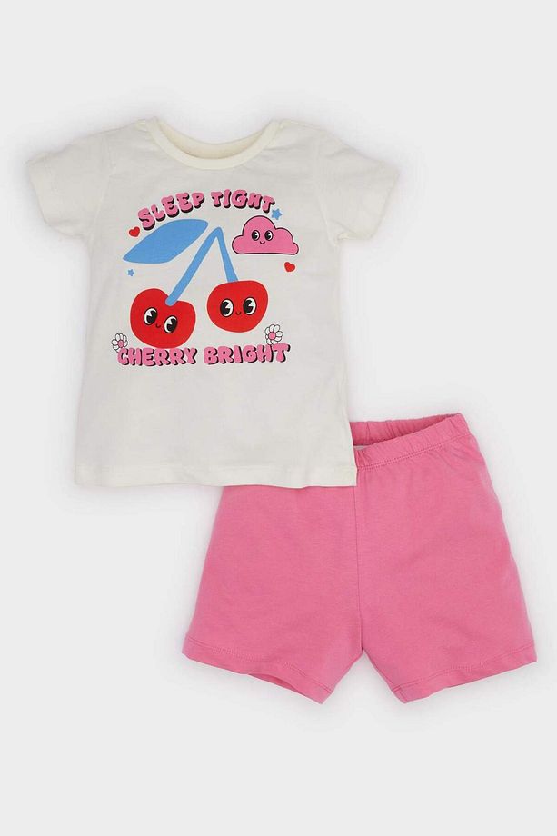Kız Bebek 4'lü Pijama Takımı Desenli Kısa Kollu Penye Üst Beli Lastikli Şort E1551a525hs - 2