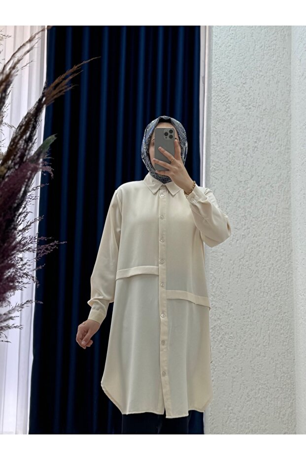 Eda Front Pleated Linda Tunic-El1173 Stone