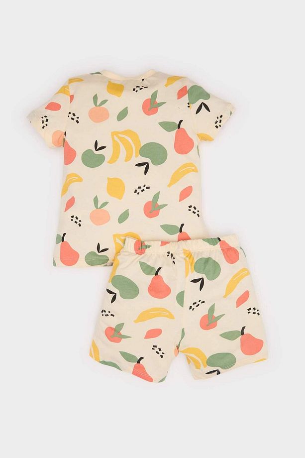 Erkek Bebek Pijama Takımı Meyve Desenli Kısa Kollu Penye Üst Şort E1181A525HS - 6