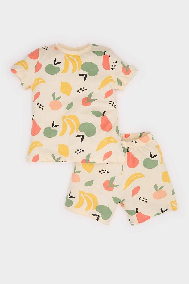 Erkek Bebek Pijama Takımı Meyve Desenli Kısa Kollu Penye Üst Şort E1181A525HS - 3
