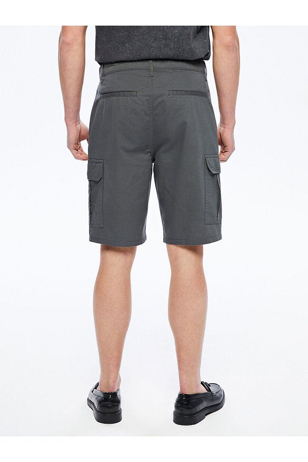 Standart Kalıp Gabardin Erkek Kargo Şort - 4
