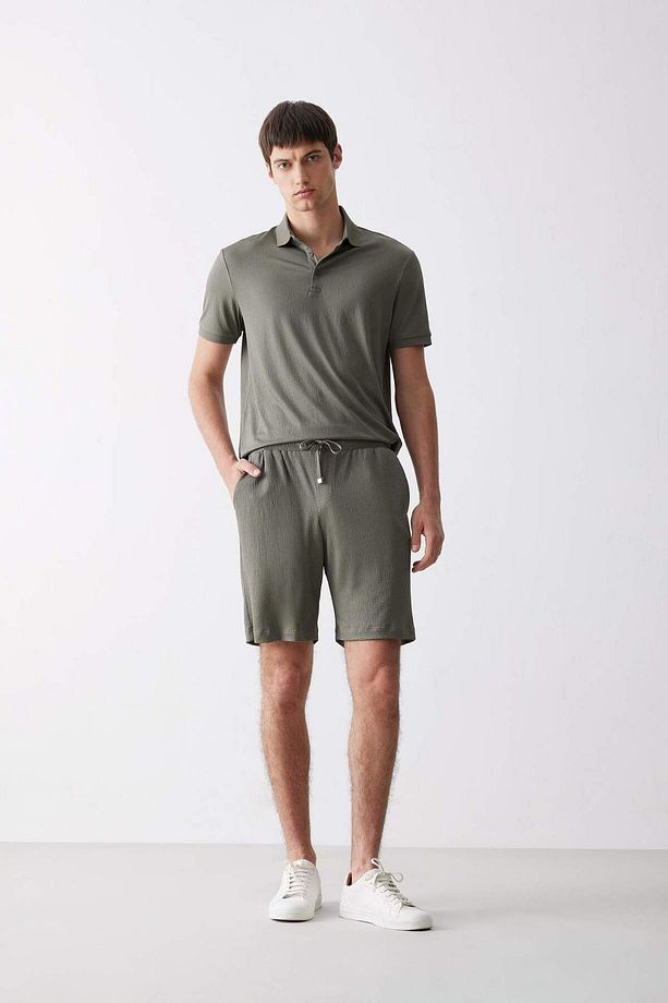 Regular Fit Her Yöne Esneyen Krinkıl Bermuda Şort E0980ax25sm - 2