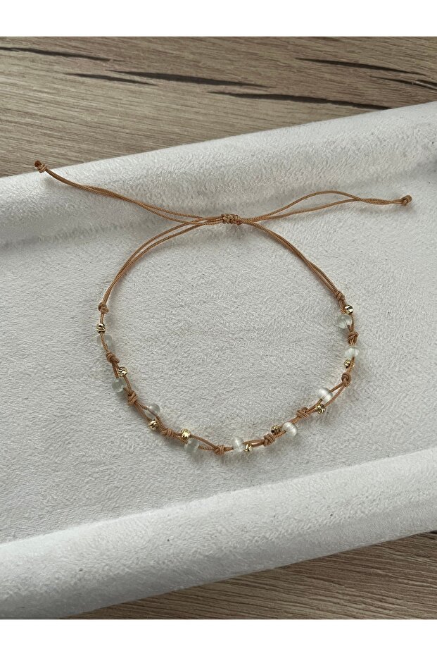 Minimal Green Cat's Eye Rope Bracelet & Anklet Handmade