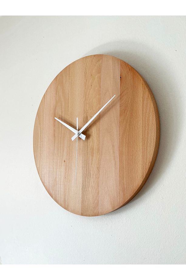 Masif Ahşap Minimalist Duvar Saati, Sessiz Duvar Saati, Sade Duvar Dekoru - 1