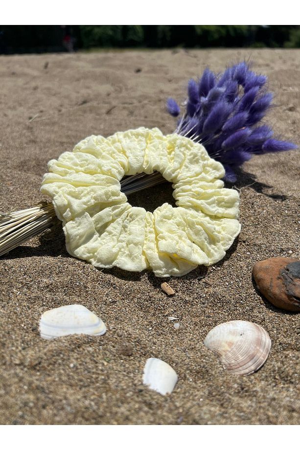 Scrunchie Saç Tokası - Limon Sarısı 1 Adet - 2