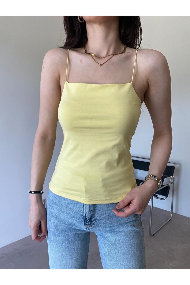 تينا كروب طويلة مع حزام حبل أصفر (51 سم)