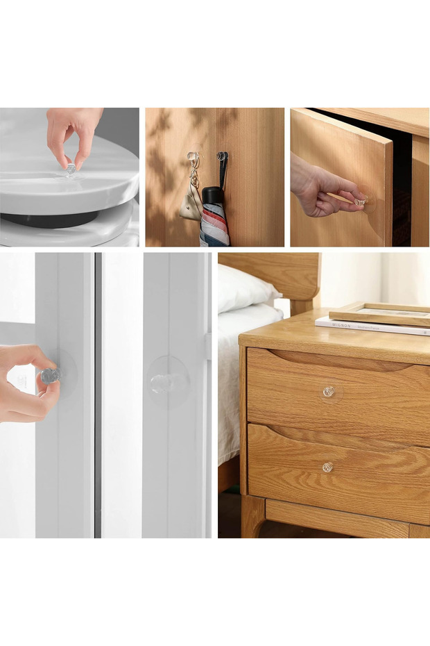 Mithra Life 6 Pieces Transparent Crystal Look Cabinet Drawer Handle Grip Handle Floor Hook Mit1222 - 8
