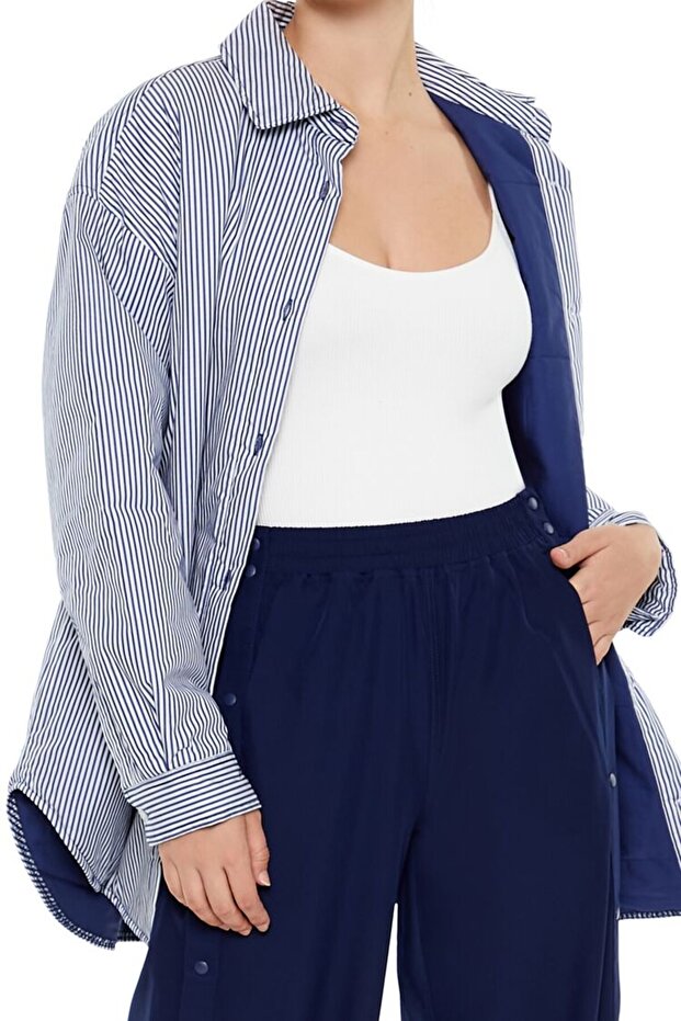 Çizgili Gömlek Ceket - 5