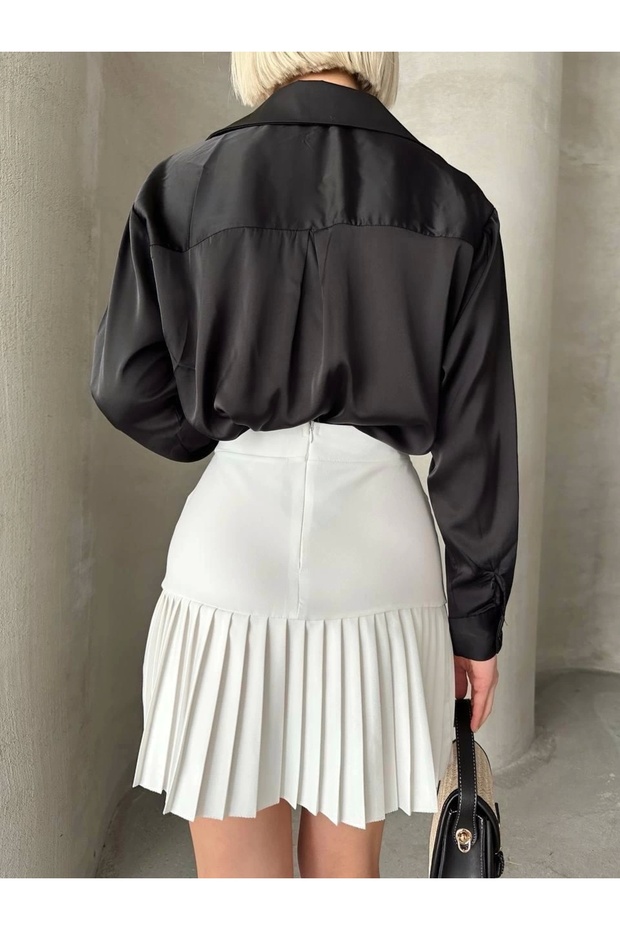 Altı pliseli mini etek - 2