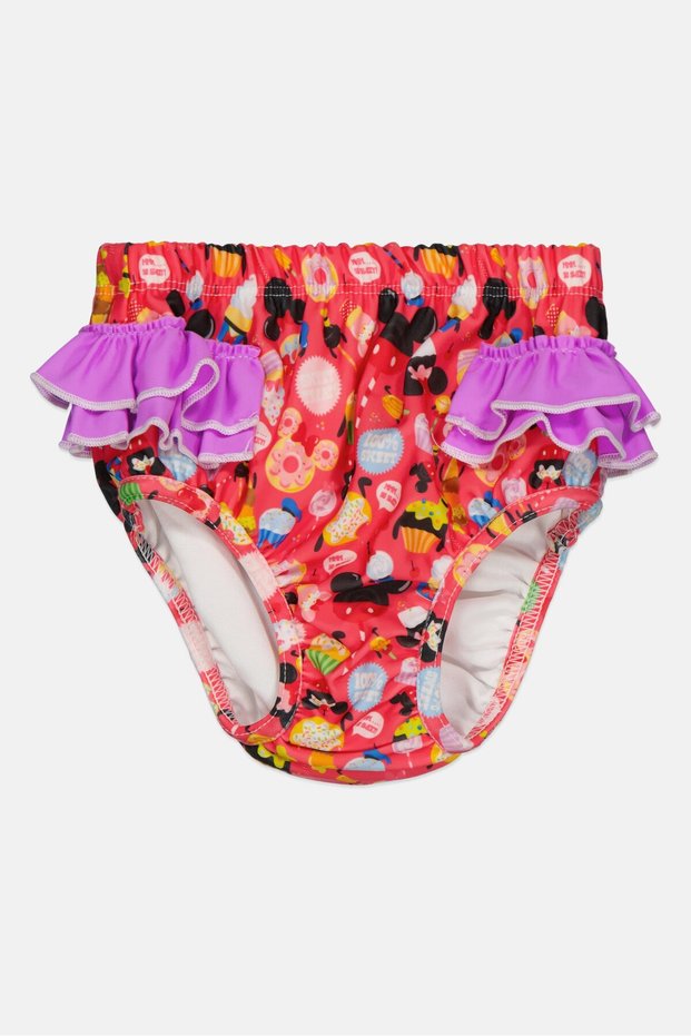 Toddlers Girl Allover Print Swimwear Panty, Red Combo