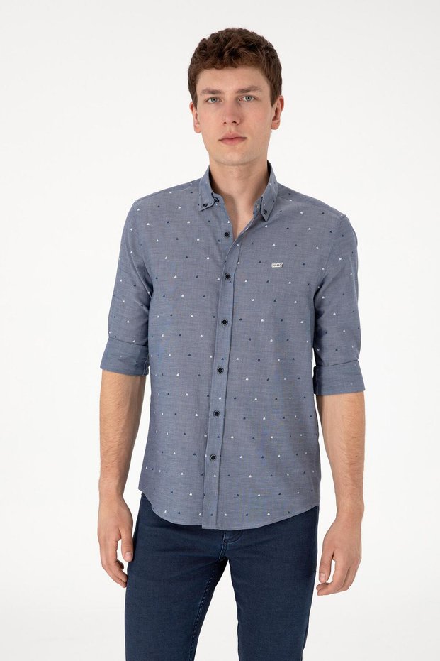 U.S. Polo Assn. Men's Light Navy Blue Long Sleeve Shirt