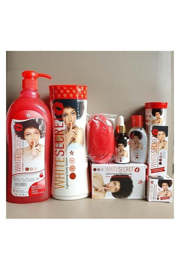 White secret lotion, cream, shower gel, serum, oil
