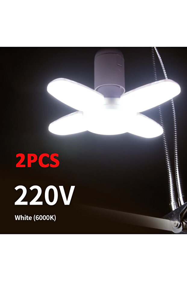 مصباح LED على شكل مروحة قابل للطي بقوة 28 واط، قطعتين، 220 فولت، E27، 220 فولت، 110 فولت، 40 مصباح LED للسقف المنزلي