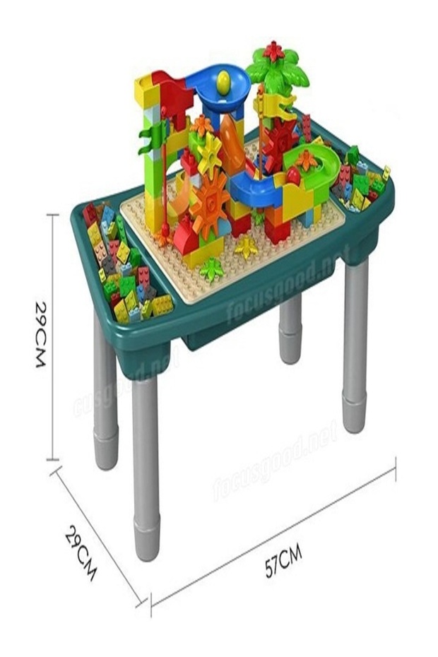 مجموعة طاولة الدراسة والنشاط من مكعبات البناء - تتضمن أكثر من 300 مكعب صغير - 2