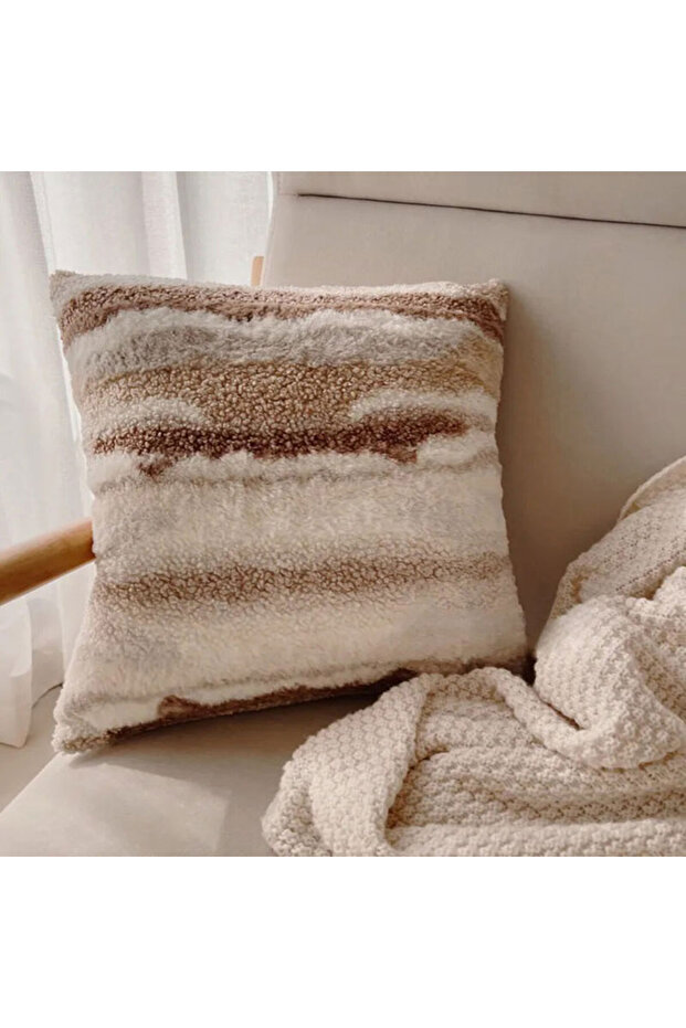 غطاء وسادة قطيفة مزدوج الجوانب من قماش الجمل مقاس 45 × 45 سم، غطاء وسادة مزخرف غير منتظم من قماش نورديك، مناسب للأريكة
