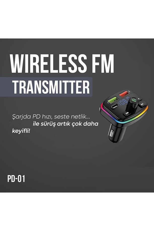 Bluetooth Araç Kiti Araç Fm Transmitter USB Type-C MP3 SD Kart Flash için Uygun PD Çakmaklık Girişli - 3