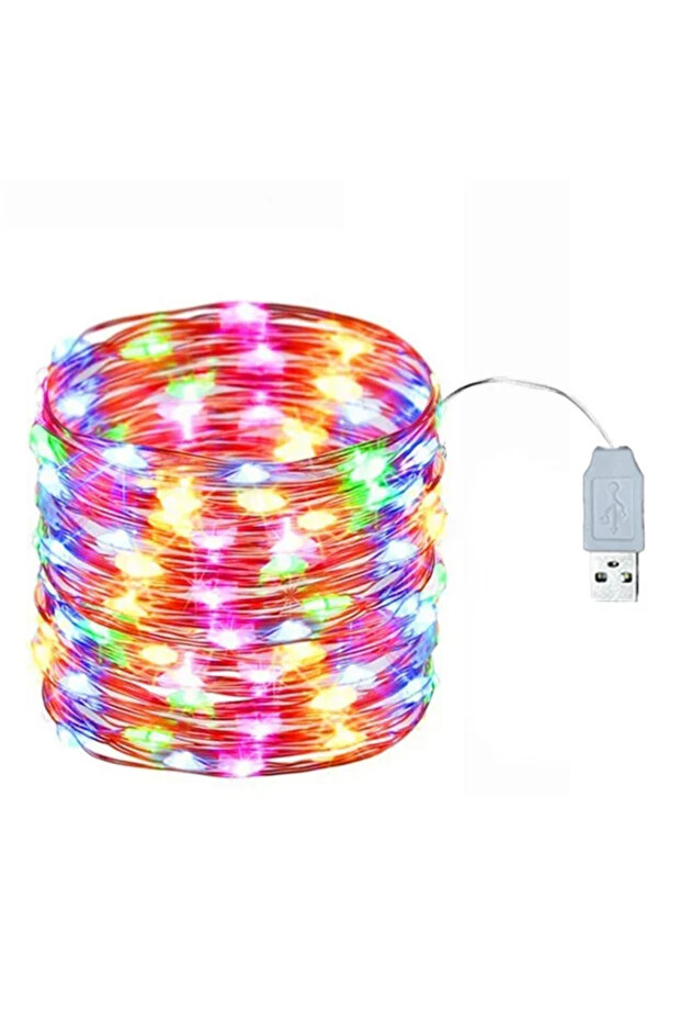 سلسلة أضواء LED متعددة الألوان بطول 20 مترًا عبر USB مزودة بسلك نحاسي فضي وإضاءة جارلاند مقاومة للماء LED
