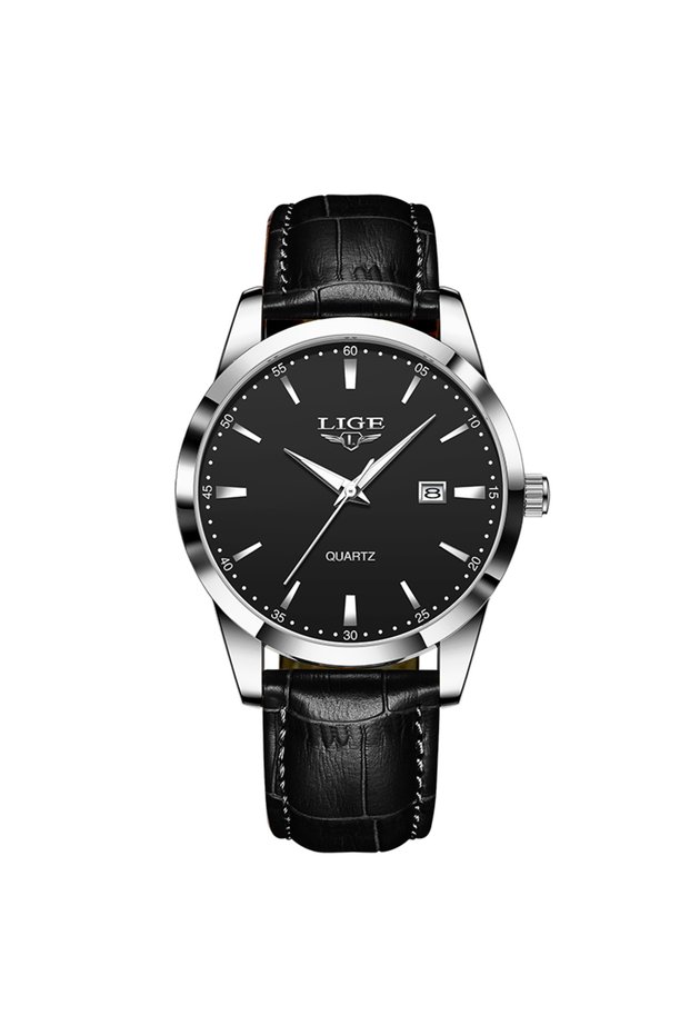 LIGE silver black LIGE New Men Watch Top Brand Luxury Waterproof Luminous Watch For Men Casual Busin