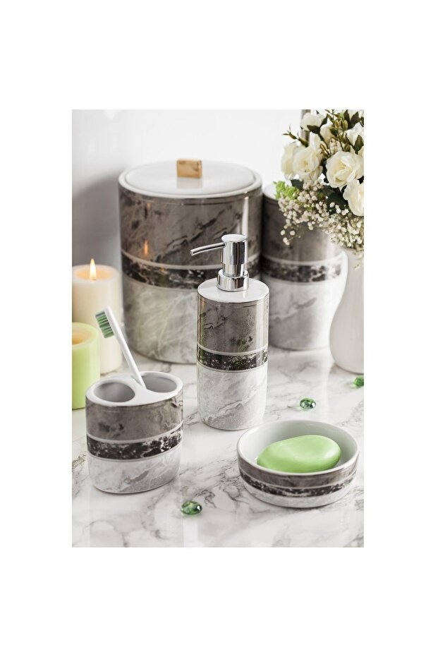 Primanova Garnsey 5 Parça Gri Banyo Seti - 4