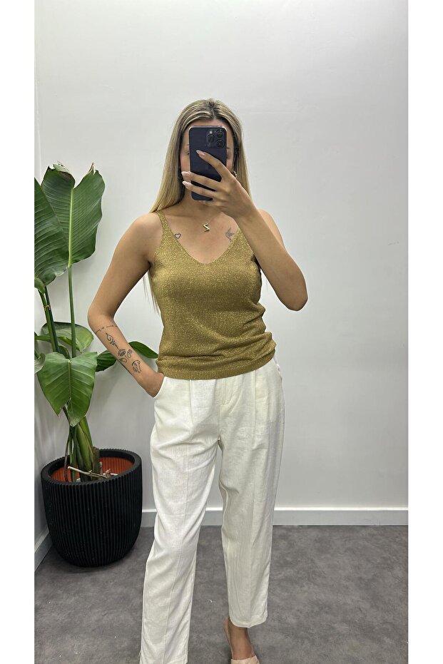 Simli Askılı Bluz - 1