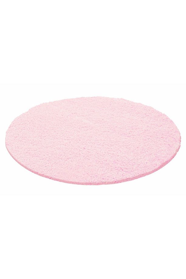 Yuvarlak Shaggy Halı 30 mm uzun ve yüksek tüylü Düz Pembe renkli Dokuma Halı - 1