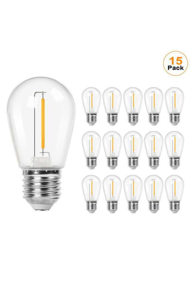 1 وات نعم E27 220 فولت 15 عبوة من مصابيح سلسلة LED S14 1 وات تعادل 11 وات قاعدة E27 مصباح Edison البلاستيكي العتيق