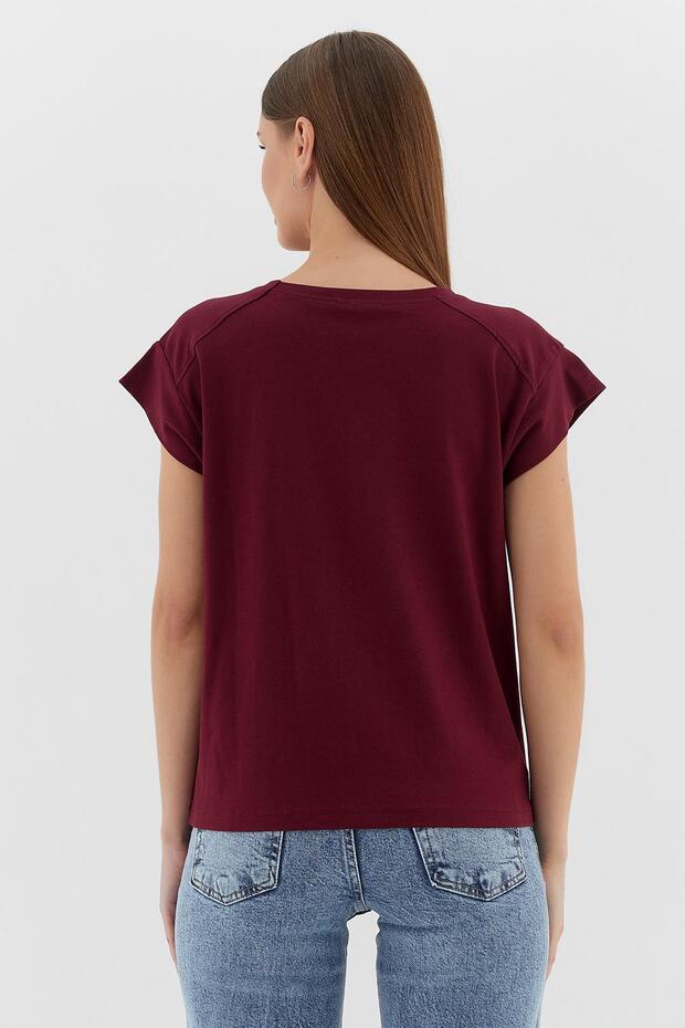 تيشيرت أساسي بورجوندي - 5