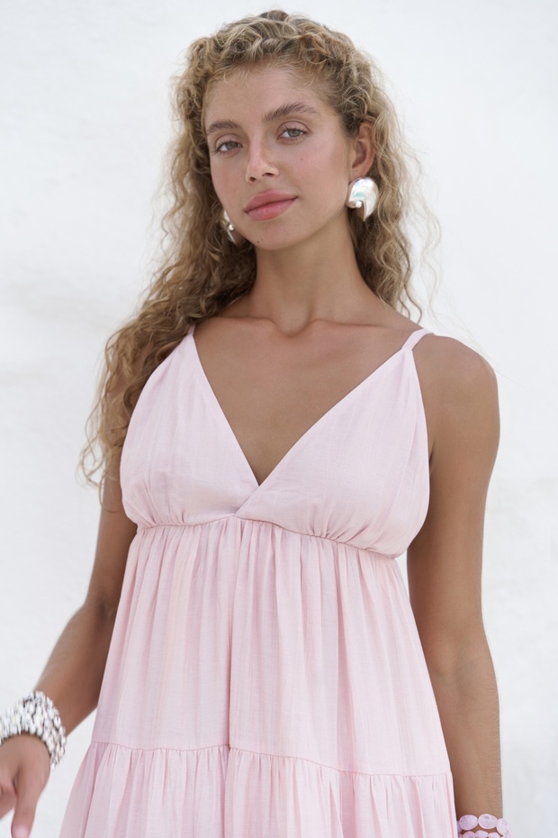 Siena Pembe Askılı Uzun Elbise - 7