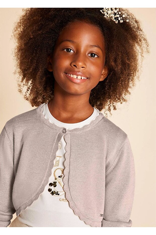 Girl's Knitted Cardigan Beige 332