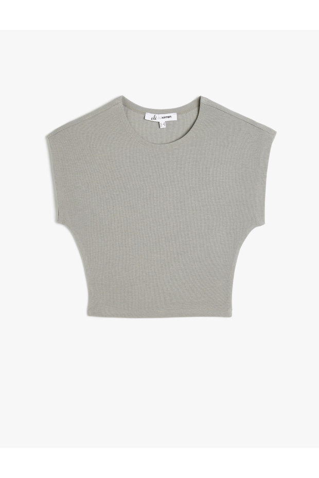 Gray Sleeweless Crop T-Shirt