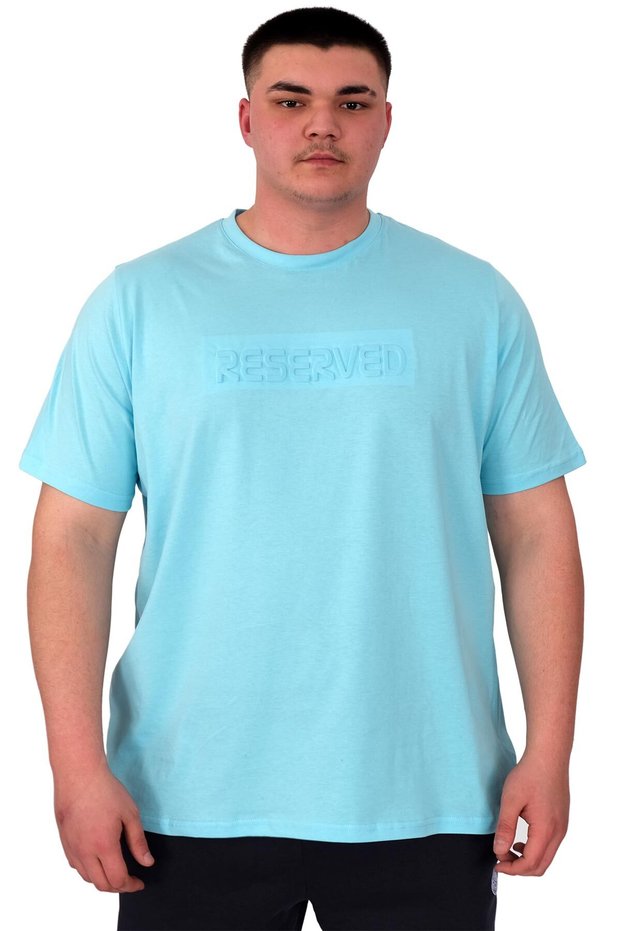 Fashion XL Plus Size Men's T-Shirt Crew Neck Reseve U25017 Turquoise