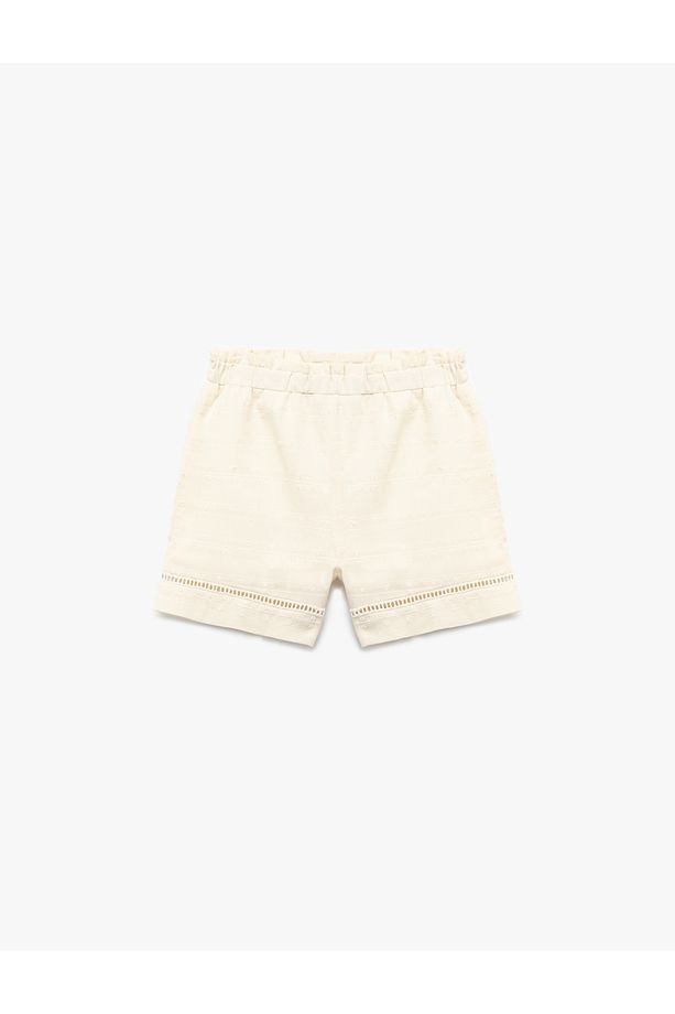 Pamuklu Beli Lastikli Mini Şort - 1