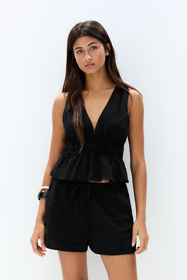 Keten karışımlı rustik top - 2