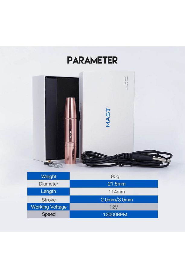Mast P30 Ergonomik Dövme Makinesi Kalıcı Makyaj Kalemi P30 Pen Wq610-2 Rose Gold - 8