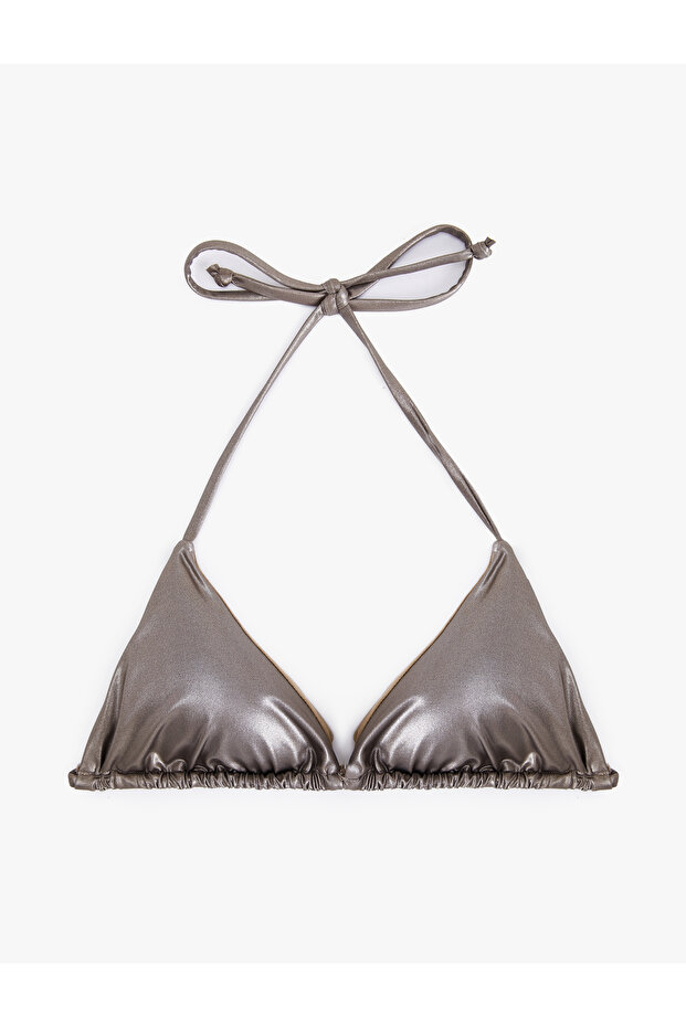 Thin Strap Shiny Triangle Bikini Top
