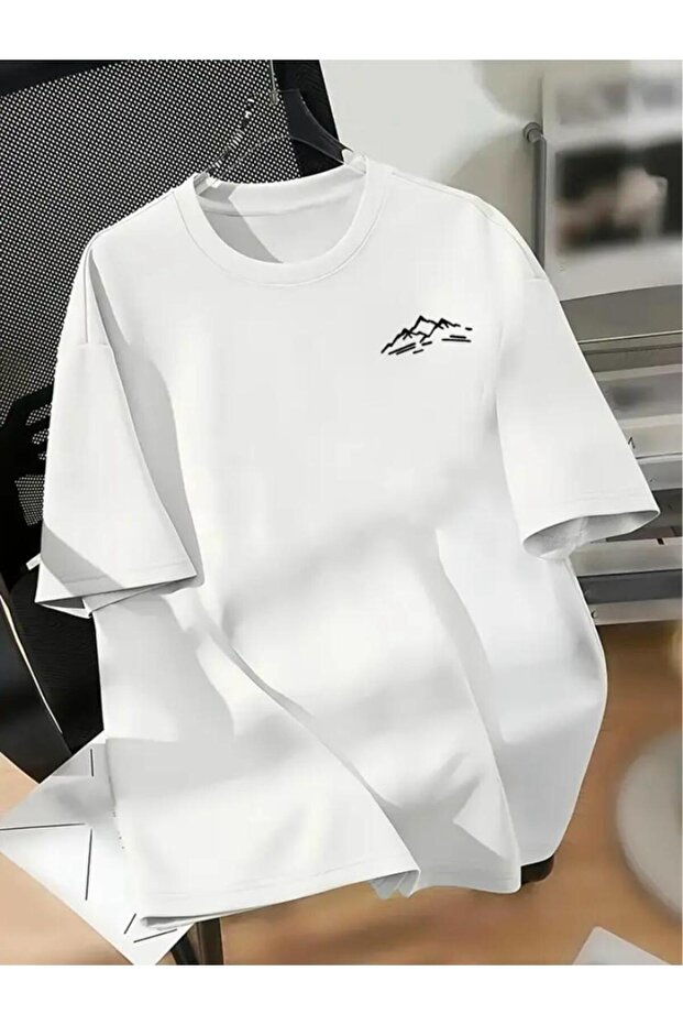 Small Mountain Print Basic T-Shirt - 1