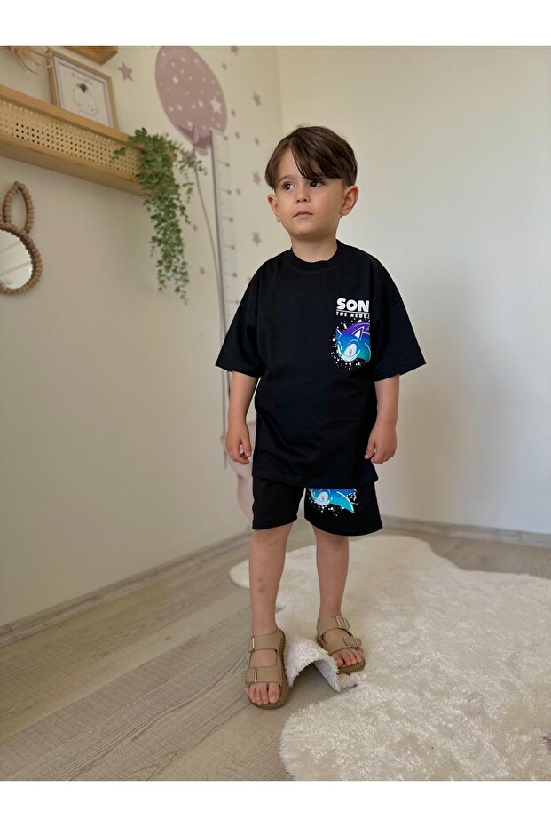 Boy's Summer Top and Bottom Set with Shorts