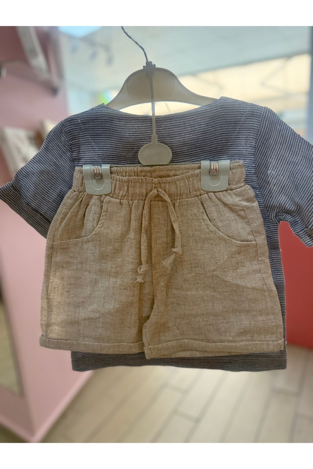 طقم علوي وسفلي من الكتان للأولاد - 3