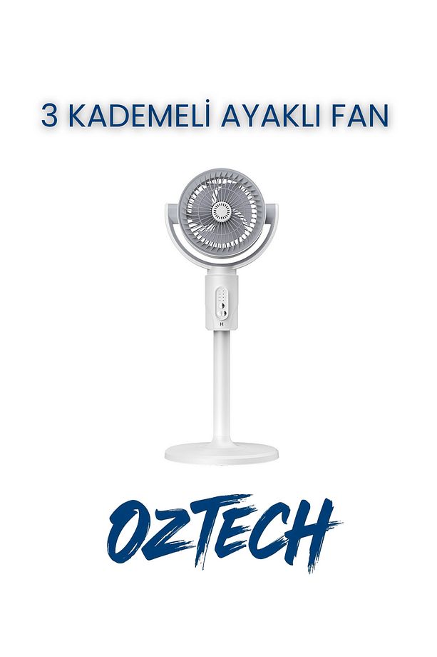 F1 Masaüstü ve Ayaklı Fan Şarjlı Döner Başlı Zaman Ayarlı Kumandalı 5 Kademeli Vantilatör - 1
