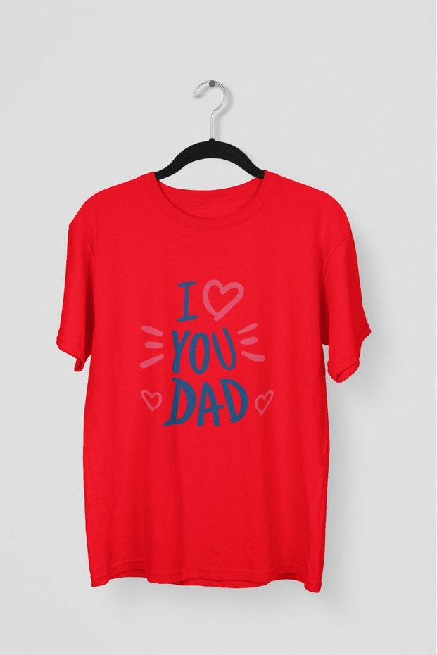 Men/Women -I You Dad- Transfer Printed Round Neck Short Sleeve T-Shirt