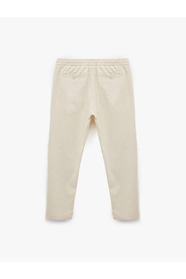 Cep Detaylı Regular Fit Beli Bağcıklı Yazlık Pantolon - 4