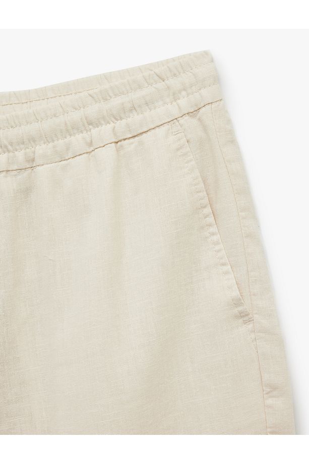 Cep Detaylı Regular Fit Beli Bağcıklı Yazlık Pantolon - 5