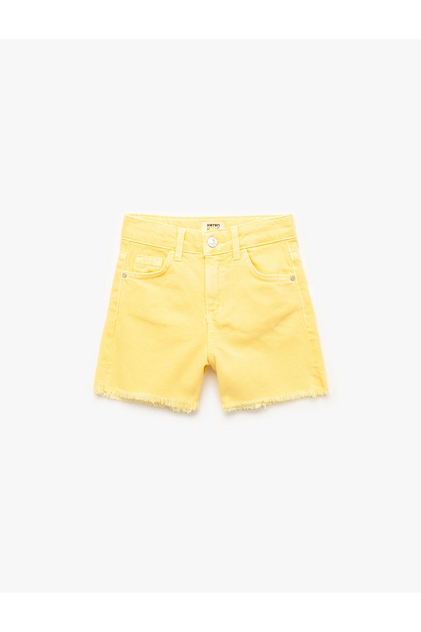Cep Detaylı Pamuklu Denim Şort - 1