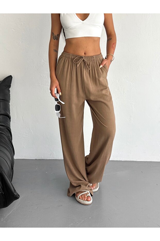 بنطلون كتان أساسي بقصة مريحة - 1