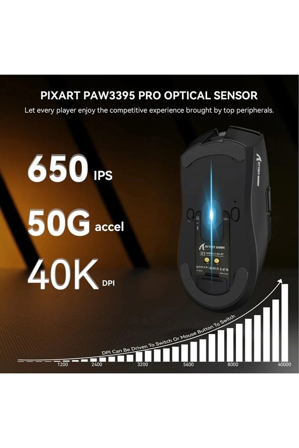 ATTACK SHARK X1 Üç Modlu Oyuncu Faresi Dokunmatik Yüzey RGB Şarj İstasyonu PAW3395PRO Sensör - 3