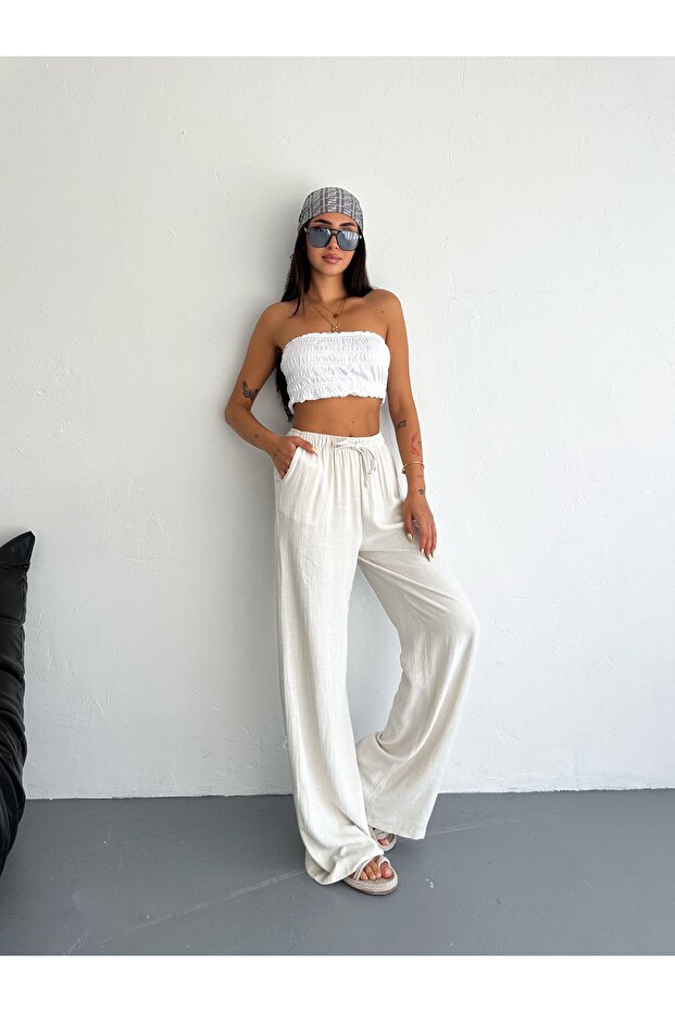 Rahat Kalıp Basic Keten Pantolon - 6
