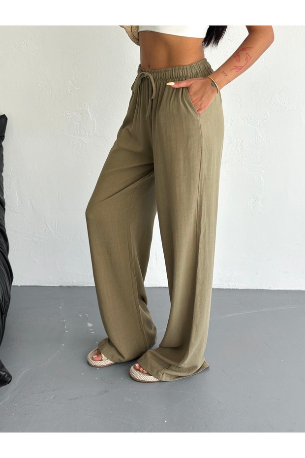 Comfortable Fit Basic Linen Trousers - 7